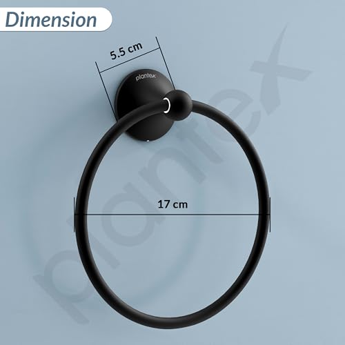 Image of Plantex Towel Ring for Bathroom /Stainless Steel Towel Holder /Round Napkin Ring /Towel Stand for Bathroom /Bathroom Accessories - Pack of 1 (Black)