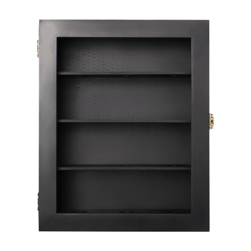 12 Wooden Wall-Mounted Baseball Display Case, Cabinet with Shelf Holder for Home Gym School