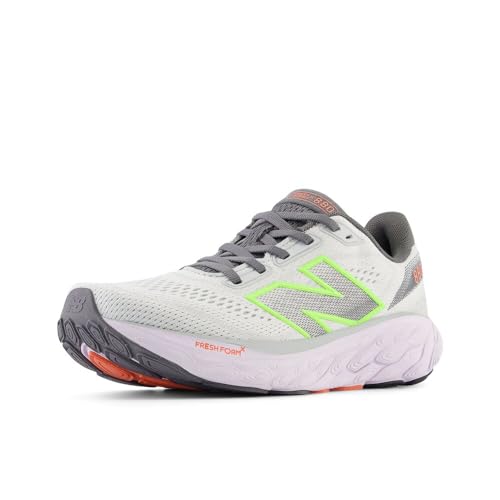 New Balance Women's W880V14 Running Shoe, Grey Matter/Taro/Bleached Lime Glo, 8.5