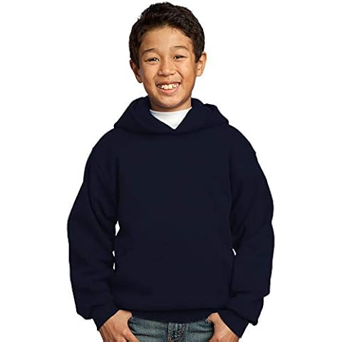 Unisex Kids Premium Hooded Sweat Shirt Tops Plain Pullover Fleece Hoodies for Boys and Girls Sports and School Wear (Navy Blue, 5-6 Years) Cover