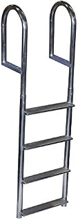 Dock Edge + Welded Fixed Wide Step Dock Ladder, 4 Steps, Aluminum