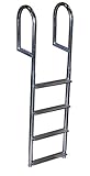 Dock Edge + Welded Fixed Wide Step Dock Ladder, 4 Steps, Aluminum