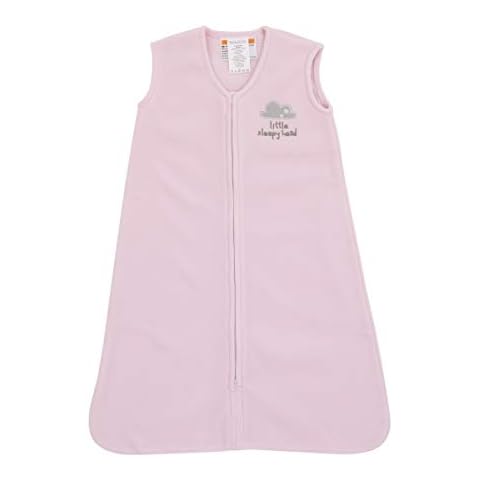 Sumersault - Pink Blanket with Cloud "Little Sleepy Head" Embroidery - 100% Microfleece Wearable Blanket for Babies 14-22 Lbs. | Swaddle Blanket, Medium Cover