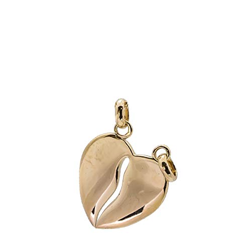 ASCALIDO Pendentif séparable sécable coeur à couper en plaqué or 18 carat seul