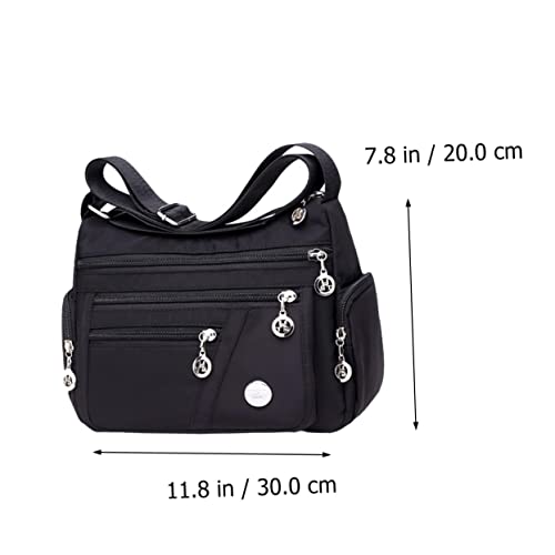 1pc Waterproof Nylon Crossbody Bag Casual Satchel-style Bag Storage Tote Waterproof Shoulder Portable Versatile Waterproof Hand Lightweight Cross Body Black2