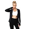 COOrun Workout Jacket Women Full Zip Hoodie Sportswear Athletic Running Track Jacket With Watch Thumb Hole Black-M
