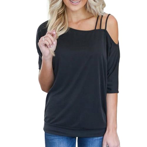 T-shirts tendance à manches courtes pour femmes hauts amples de vacances couleur unie