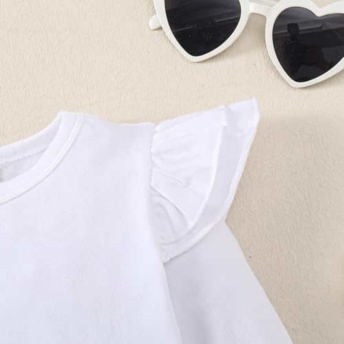 Image of Magic Park 1-14Y Toddler Ruffle T Shirt Girls Solid Color Blouse Kids Girl Short Long Sleeve Tops Casual Tee