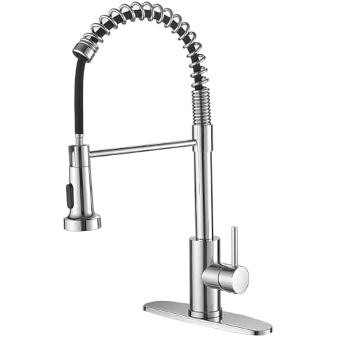 VOTON Kitchen Faucet with Pull Down Sprayer, Modern Chrome High Arc Spring Farmhouse Sink Faucet with Dual Function Sprayer Faucet for Bar Rv Kitchen Laundry Utility Cover