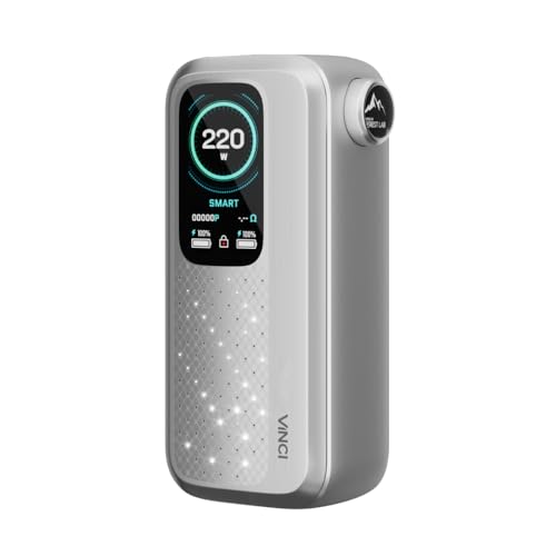 Mod Vinci Spark 220 Box Vape 220 W VO-'OPOO (Argent tech) Bouton multifonctions Roue Mode SMART/RBA/TC-TRC Double Batterie 18650 [Batterie exclue] Cigarette...