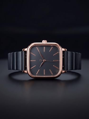 Image of AMERICANVIBER | Premium Square Analog Watch for Women & Girls | Stylish Stainless Steel Strap | Elegant Heart Second Hand | Adjustable Lock | Trendy Ladies Wrist Watch under 499 | Square Case Design | Perfect for Casual | Affordable Fashion Watch for Girls