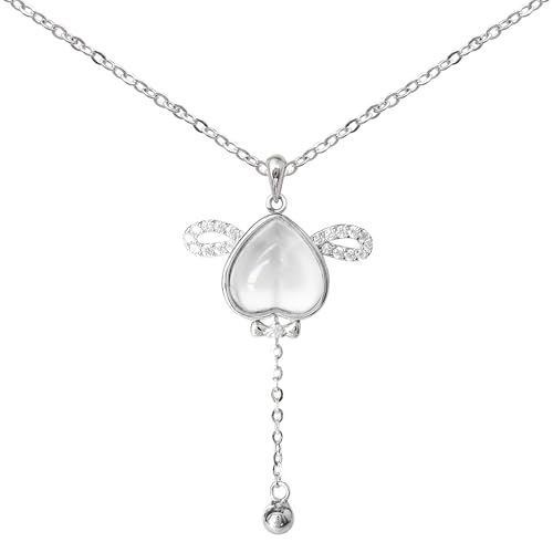 Hiqmic 925 �X�^�[�����O�V���o�[ ���r�b�g �� �n�[�g �l�H�I�p�[�� �z���C�g �N���X�^�� �W���R�j�A �y���_���g 40.6 cm + 5.08 cm �l�b�N���X, ����, �L���[�r�b�N�W���R�j�A