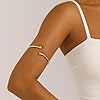 PEALICIOUS 2PCS Gold Arm Cuff for Women, Arm Cuff Gold Minimalist Upper Arms Bracelets Girls Stackable Armband Cuffs Bracelet, Adjustable Arm Bangle Open as Boho Prom Accessories Beach Summer Jewelry #4