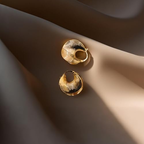 14K Gold Hoop Earrings For Women Chunky Gold Plated Earring Statement Jewelry 6