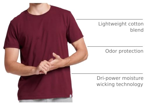 Image of Russell Athletic Mens Dri-Power Short Sleeve Tees, Moisture Wicking, Odor Protection, UPF 30+, Sizes S-4x