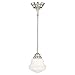 VAXCEL Huntley Satin Nickel Farmhouse Schoolhouse Mini Pendant Ceiling Light White Glass