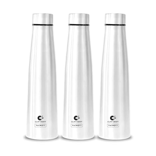 Image of Clay Craft VACBOTT Chariot Single Walled Non Insulated Water Bottle-900ML, 3-Piece(Silver) Leak Proof |Easy Grip |Easy To Carry | Gym Bottle | Home | Kitchen | Hiking | Treking Bottle | Travel Bottle