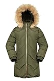 Mountain Warehouse Galaxy Fleece Lined Kids Padded Jacket - Water Resistant Puffer Coat with Faux Fur Hood, Girls & Boys - For Autumn, Winter, Travelling, Hiking Dark Khaki Kids Size 9-10 Years