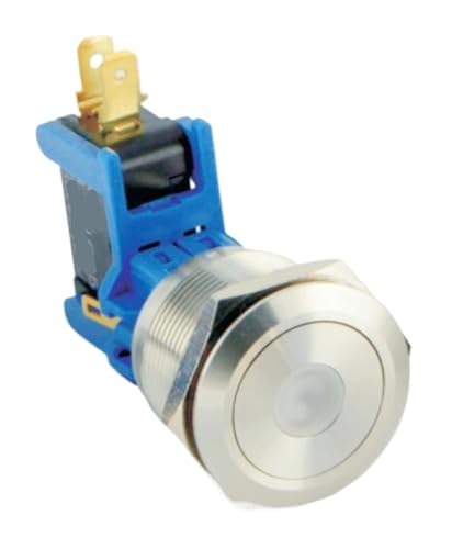 Interruptor pulsador de 25mm y 15A con enclavamiento 24V para alta corriente constante