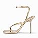 Elisabet Tang Women's Thong Heeled Open Toe Ankle Buckle Strap Heeled Sandals Stylish Dress Shoes Gold Size 9