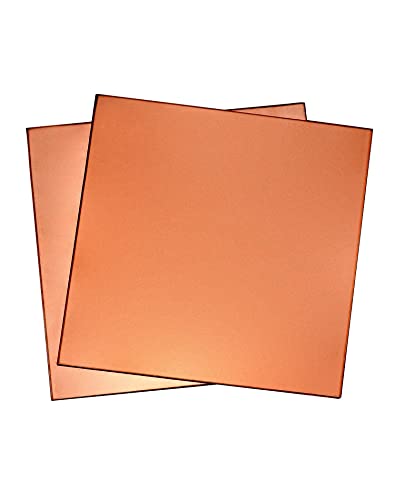 QWORK® 2 Stück Kupferplatten, 99% Reines Kupferblech 1mm Dick für Metallhandwerk, Schmuckherstellung, Leiterplattendruck und mehr (100 mm x 100 mm x 1mm)