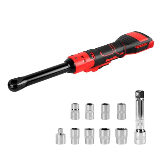 Llave de carraca sin cable 3/8' compatible con batería Milwaukee 18V, carraca eléctrica 80N.m 320RPM con 8 vasos y adaptador 1/4'