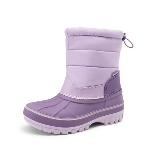 DREAM PAIRS Boys Girls Snow Boots Water-Resistant Outdoor Warm Cozy Anti-Slip Mid Calf Faux Fur Lining Winter Shoes for Toddler/Little/Big Kids 7 Toddler Purple