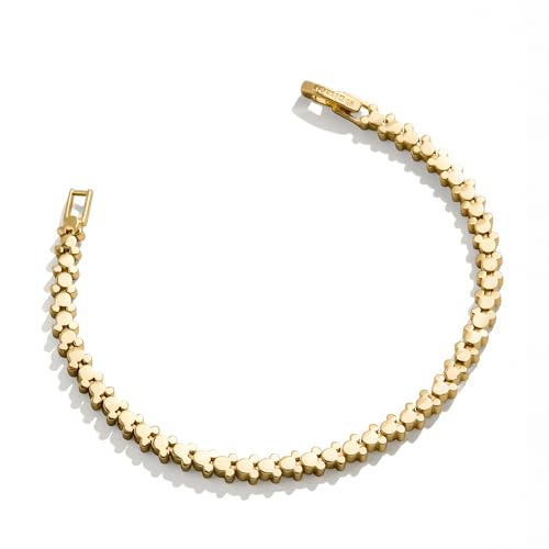 BaubleBar Disney Mickey Mouse Repeating Tennis Bracelet - 14kt Gold-Plated Bracelet Eternity Bracelets Foldover Clasp Closure Licensed Disney Jewelry for Women - Gold 7.15