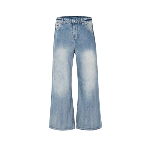 Unisex Long Pants, Wide Leg Washed Jeans, Casual Pants