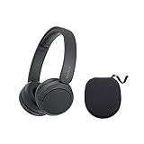 Sony WH-CH520 Compact Easy Carrying Wireless Bluetooth On-Ear Headphones with Microphone (Black) Bundle with Protective Hard Case for Headphones (2 Items)