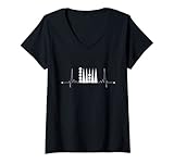 Femme Backgammon Jeu de dés avec battement de cœur T-Shirt avec Col en V