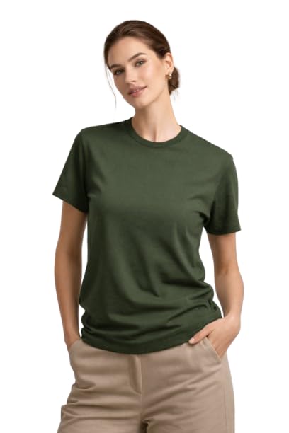 cottoz Women’s Solid Short Sleeve T-Shirt Round Neck Plain Casual Wear Top for Daily Use-picture-31