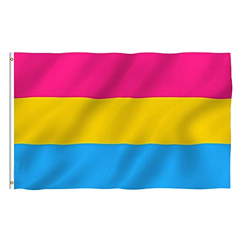Kaxenig Pansexuelle Flagge, 3x5 FT Pansexual Pride Flag, Wetterfeste Pansexuelle Flagge Mit Messingösen, Garten Fahnen Für Innen- Und Außendekoration, Parade