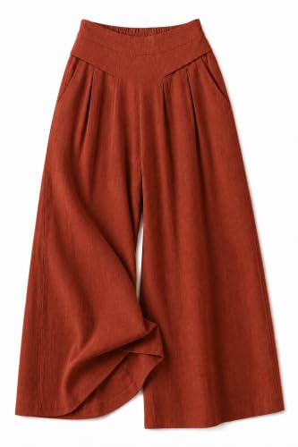 Image of Jawdrobe Women's Pure Cotton Flare Palazzo Pant | Wide Leg Trouser | Casual Office Wear | Relaxed Fit- Semi-Elastic High Waist