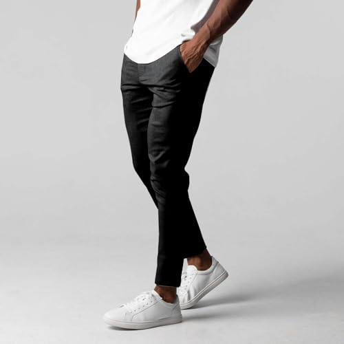 Men's Casual Pants Slim Dress Pants Stretchy Flat Front Tapered Legs Regular Casual Elastic Waist Straight Legs Daily Wear2