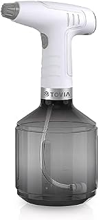 T TOVIA Plant Mister Spray Bottles Gardening, Automatic Electric Garden Sprayer Pump Spray Bottle 1 L, Battery Powered Weed Sprayers Fine Mist for Gardening, Fertilizing, Household Cleaning, White