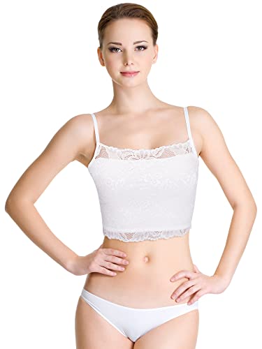4 Pieces Women's Lace Cami Stretch Lace Half Cami Breathable Lace Bralette Top for Women Girls (Black, Bright Red, Navy Blue, White,XX-Large)