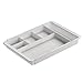 mDesign Adjustable/Expandable Plastic Drawer Organizer Tray for Bathroom Vanity, Countertop for Toothbrush, Toothpaste, First Aid, Ointment, Adhesive Bandages, Makeup - 7 Compartments - Light Gray