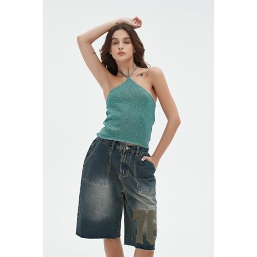 LRF Halter Top Mesh Top Shiny Sparkly Cozy Sleeveless Casual Top Sexy Y2k Trendy Top3