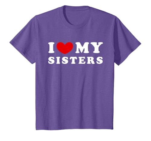 I Love My Sisters, I Heart My Sisters T-Shirt, Youth, Purple Heather, 3T