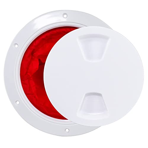 Five Oceans 6' Boat Hatch, Marine Round Inspection Deck Plate Hatch with Detachable Cover and Storage Bag, UV-Resistant ABS White Plastic, for Pontoon, Fishing Boat, Bass Boat, RVs, Caravan - FO4467