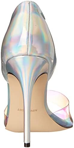 Nine West Women's PRICE3 Heeled Sandal, Silver Irredescent, 9 | Image 2