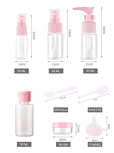 wolpin Plastic Transparent Spray Bottles For Toiletries Empty Refillable Reusable Cosmetic Shampoo, Cream Fine Mist Perfume Spray Bottle With Travel Pouch Bag Set (Set Of 10 Pcs), 30 Milliliter - Image 8