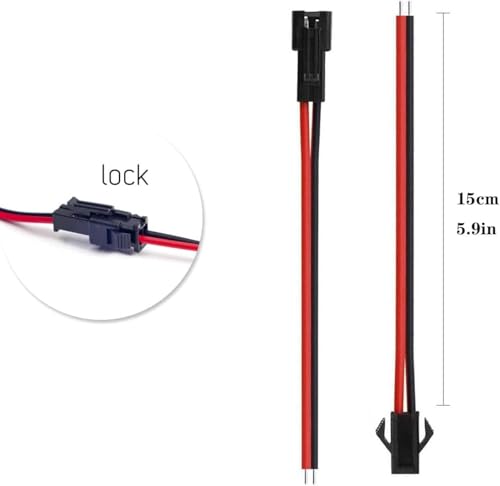 Image of 2 Pair 2 Pin JST SM Connector Pair, 22 AWG Wire 2-Way Quick Connect Plug for LED Light Strips and DIY Electronics Projects
