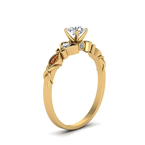Image of Choose Your Gemstone Victorian Style Round Engagement Ring Yellow Gold Plated Round Shape Vintage Engagement Rings Matching Jewelry Wedding Jewelry Easy to Wear Gifts US Size 4 to 12