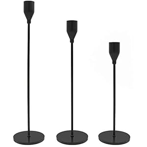 WillGail Set of 3 Matte Black Candle Holders for Taper Candles Modern Decorative Candlestick Holder for Table Centerpiece for Wedding Dinning Party Fits ThickLed Candles