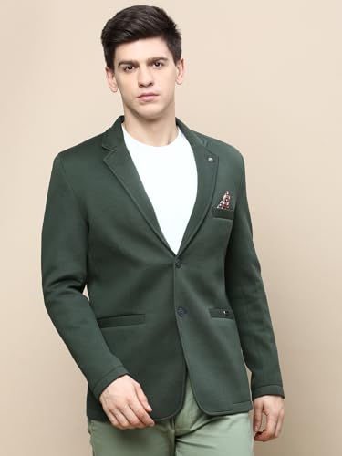 Image of SHOWOFFFF Men Solid Single Breasted Party Blazer | Notched Lapel Full Sleeves Cotton Blazer's for Mens | Slim Fit Regular Length Blazers for Men's