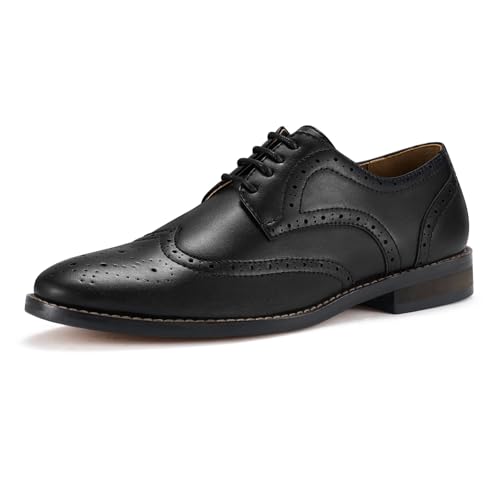HEEZ Mens Dress Shoes Black Oxford Shoes for Men Wingtip Casual Formal Business Shoe Comfortable Non Slip TPR Outsole
