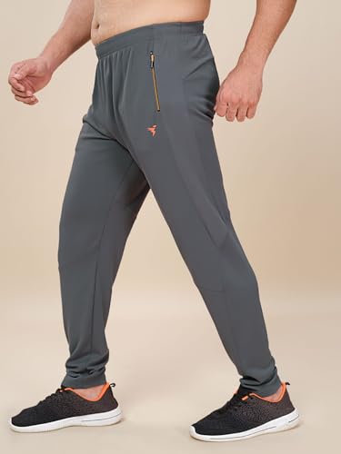 Image of TECHNOSPORT Men's Plus Size Solid Slim Fit Track Pant with Quick Dry SPF50+ for Running, Workout & Sports