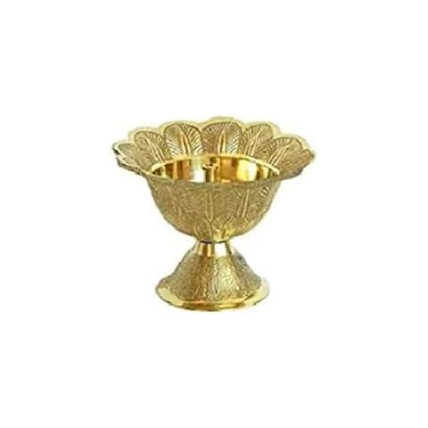RATNA Akhand Jyoti Diya/Kamal Shaped Akhand Diya For Puja Decorative Brass/Crystal Oil Lamp Tea Light Holder Lantern Diya Stand for Pooja Puja Room Cover